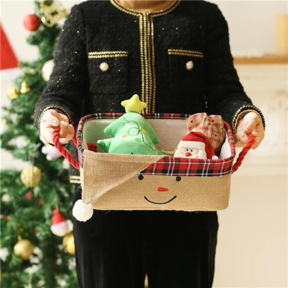 Christmas Baskets Empty Collapsible Christmas Storage Bins for Kids, Christmas - Picture 2 of 7